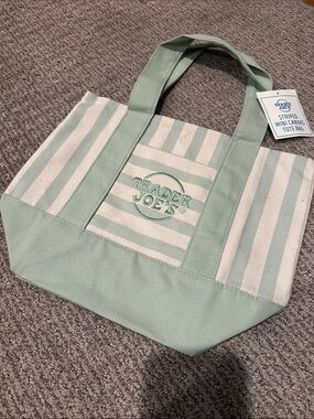 Trader Joe's Mint / Green Stripe Mini Tote